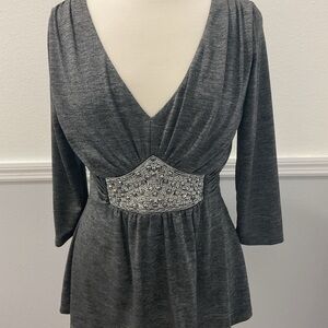 VENUS Charcoal Top with Embellished Waist